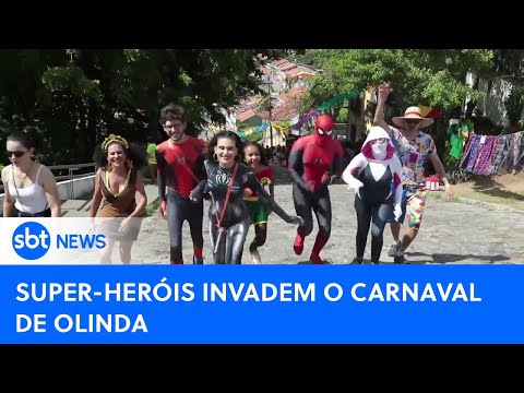 Carnaval em Olinda teve sol e invasão de super-heróis pela cidade|#SBTNewsnaTV(12/02/24)