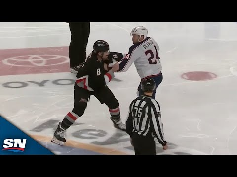 Dennis Gilbert and Mathieu Olivier Throw Down Right After Puck Drop