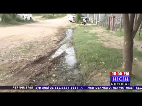 Habitantes de la colonia Miranda denuncian derrame de aguas negras en ese sector de Olanchito