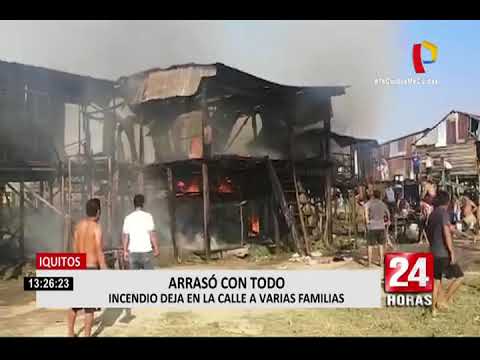 Iquitos: incendio destruye cuatro viviendas en distrito de San Juan Bautista