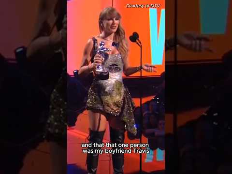 #TaylorSwift shares a sweet shout out to #TravisKelce at the #VMAs. #shorts (: Courtesy of MTV)