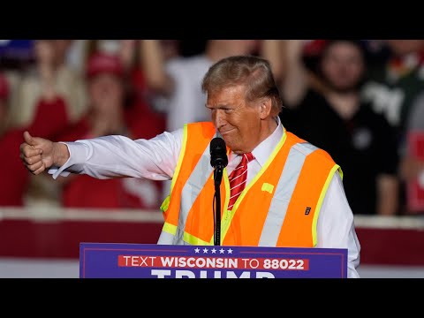 Trumps wears safety vest to troll Biden over 'garbage' remark