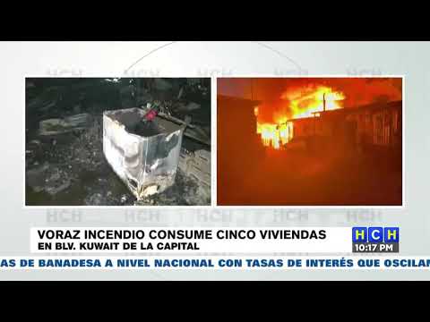 Voraz incendio consume cinco viviendas en residencial La Vega de la capital