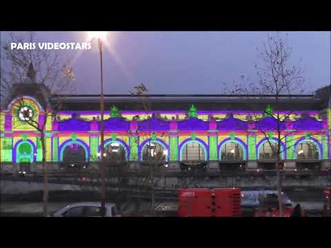 Vidéo mapping sur la façade du musée d'Orsay en hommage à Gustave Caillebotte le 7 décembre 2024