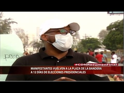 Manifestantes vuelven a la Plaza de la Bandera a 12 días de elecciones presidenciales