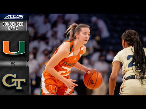 Acc Football Basketball 🏀 Miami vs. Georgia Tech Condensed Game | 2021-22 ACC Women’s Basketball