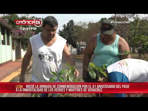 Plantan árboles en honor a los héroes y mártires de Veracruz, León - Nicaragua