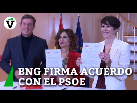 Firma del acuerdo entre PSOE y BNG para la investidura de Pedro Sánchez