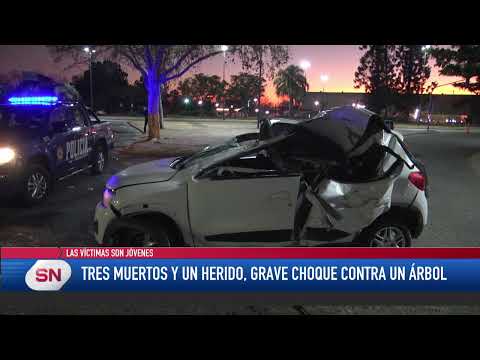 Tres muertos y un herido al chocar un auto contra un árbol en Parque Alem.