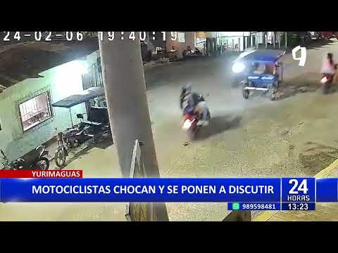 Yurimaguas: motociclistas chocan y se enfrascan en discusión