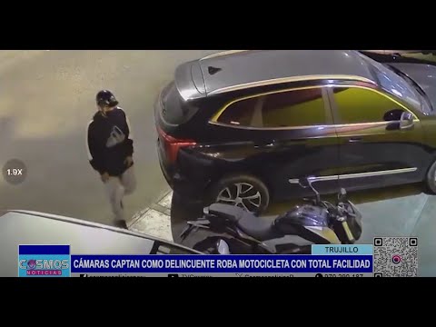 Trujillo: cámaras captan robo de motocicleta con total facilidad