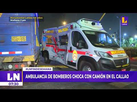 Ambulancia de bomberos choca con camión que transportaba pollos en el Callao