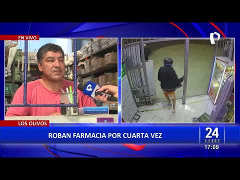 24 horas Se llevaron 2 mil soles: Roban farmacia por cuarta vez en Los Olivos