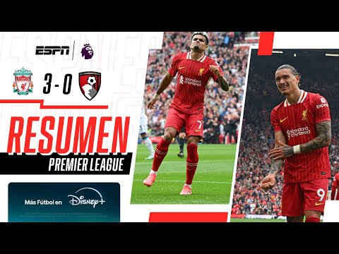 DOBLETE DE DÍAZ Y GOLAZO DE DARWIN PARA LA GOLEADA DE LOS REDS | Liverpool 3-0 Bournemouth | RESUMEN