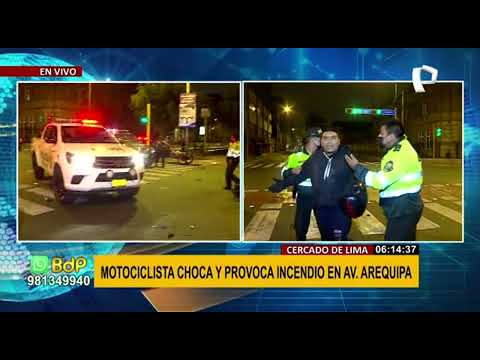 Cercado de Lima: motociclista provocó incendio en avenida Arequipa