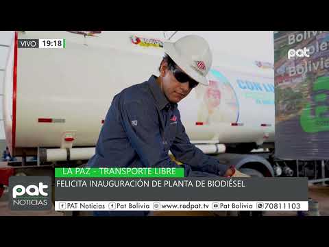 Transporte libre felicita inauguración plata de Biodiésel.