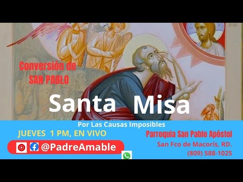 Santa Misa de hoy jueves 25 de enero 2024, POR LAS CAUSAS IMPOSIBLES