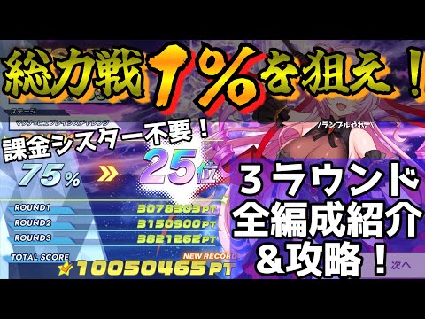 【クルスタ】総力戦上位1％を狙え！！！総力戦の3ラウンドすべての編成紹介＆攻略！！【ゆっくり実況】