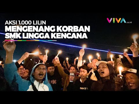 MERINDING! Aksi 1.000 Lilin untuk Korban Kecelakaan Bus SMK Lingga Kencana