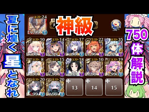 【千年戦争アイギス】夏に煌く星となれ 神級 スキルオート放置 750体攻略【ボイボ解説】