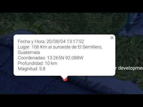 Sismo de magnitud 5.8 se registró este martes 04 de agosto de 2020 en Guatemala