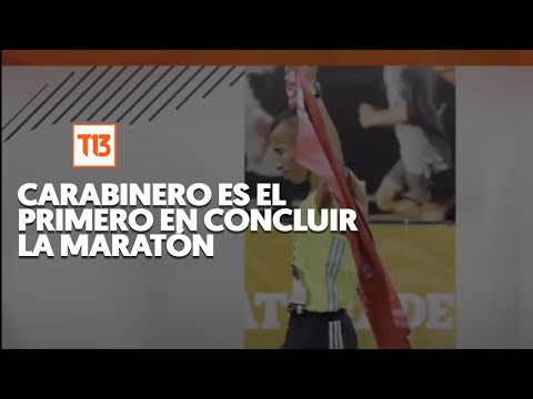Carabinero fue el primer chileno en cruzar la meta de los 42k de la Marato?n de Santiago