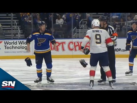 Blues Jake Neighbours Drops Gloves With Panthers Sam Bennett After Puck Drop