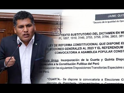Adelanto de elecciones: este es el texto sustitutorio presentado por Jaime Quito