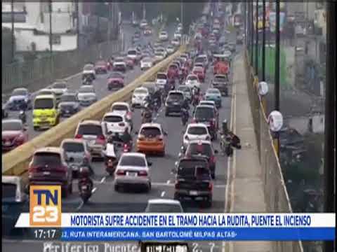 Motorista sufre accidente en el tramo hacia La Ruedita, puente El Incienso