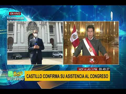 Pedro Castillo acudirá esta tarde al Congreso tras orden de inmovilización social obligatoria