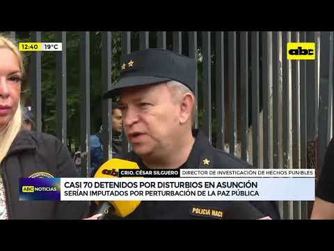 Casi 70 detenidos por disturbios en Asunción