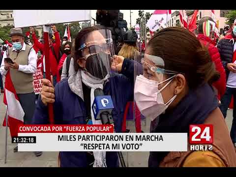 Así se desarrollan las manifestaciones de los simpatizantes de Fuerza Popular y Perú Libre (3/5)