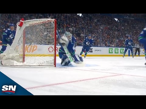 Canucks Arturs Silovs Stretches Out To Make Great Save On Rebound
