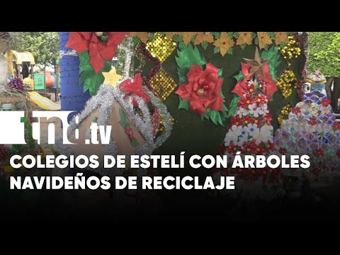 Niñez de Estelí se luce con árboles navideños hechos a base de reciclaje - Nicaragua