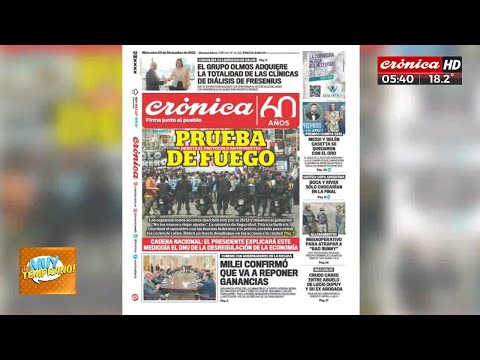 Prueba de fuego: marcha y protocolo antipiquete en la tapa del Diario Crónica