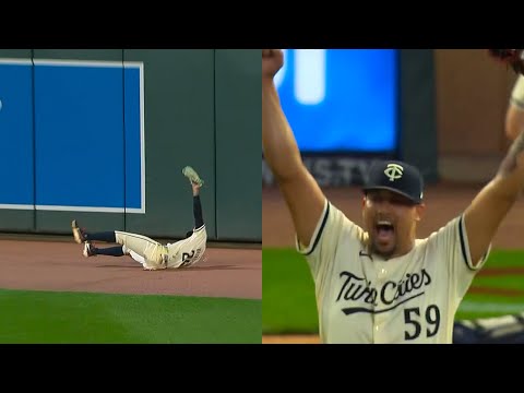 An UNBELIEVABLE CATCH from Byron Buxton ENDS THE GAME!  (Plus his postgame comments!)