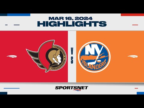 NHL Highlights | Senators vs. Islanders - March 16, 2024