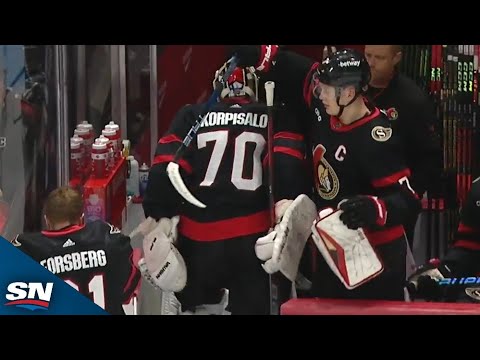 Matthew Tkachuks Feed To Sam Bennett Chases Joonas Korpisalo From Net