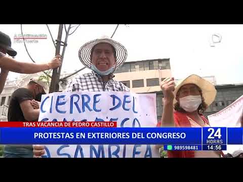 Manifestantes protagonizan actos de violencia en exteriores del Congreso tras vacancia de Castillo