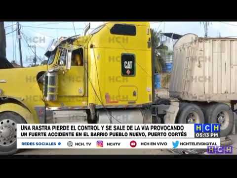 Brutal accidente vial deja pérdidas materiales en Pueblo Nuevo, Puerto Cortés