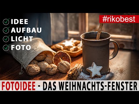 Fotoidee zuhause einfach selber Fotografieren - Weihnachtsstimmung am Fenster mit Schnee ohne Blitz