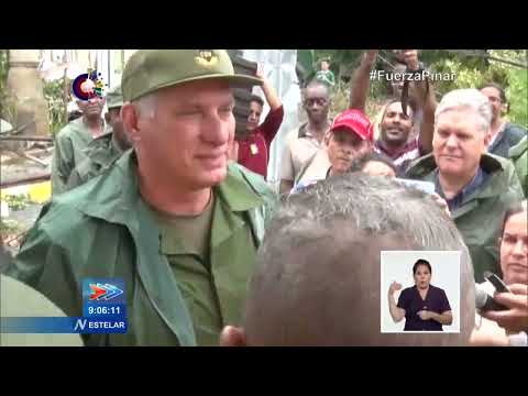 Intercambió Díaz-Canel con población afectada por Huracán Ian en Pinar del Río, Cuba