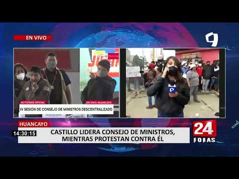 Huancayo: ciudadanos protestaron contra Castillo durante Consejo de Ministros Descentralizado