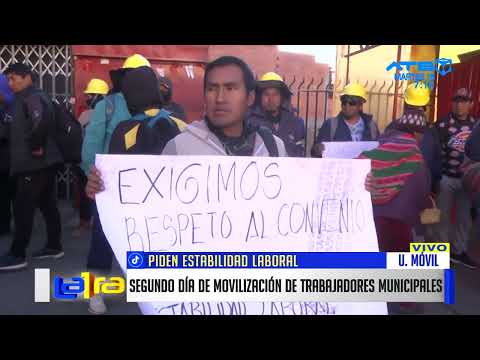 Trabajadores Municipales de La Paz Exigen Estabilidad Laboral en Segunda Jornada de Movilizaciones