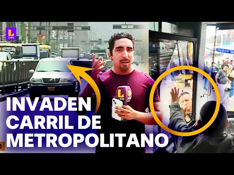 ¿Policía intenta agredir a conductor de Metropolitano?: Vehículo invade carril exclusivo