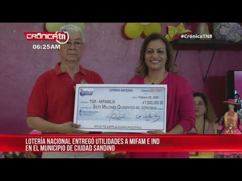 Lotería Nacional entrega utilidades para proyectos en Ciudad Sandino - Nicaragua