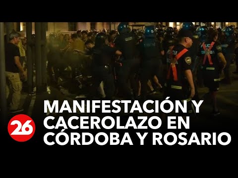 Manifestación y cacerolazo en Córdoba y Rosario contra el DNU del presidente Javier Milei