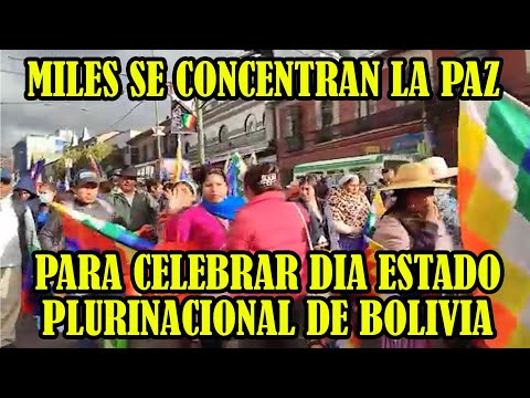 PANORAMA DESDE LA CONCENTRACIÓN EN LA PAZ PARA CELEBRAR DIA DEL ESTADO PLURINACIONAL DE BOLIVIA