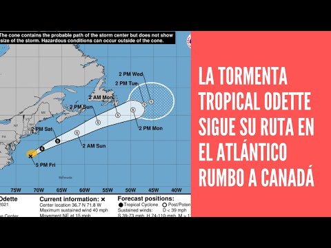 La tormenta tropical Odette sigue su ruta en el Atlántico rumbo a Canadá