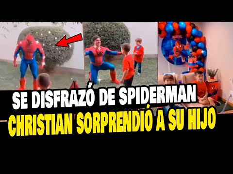 CHRISTIAN DOMINGUEZ SE DISFRAZÓ DE SPIDERMAN POR EL CUMPLEAÑOS DE SU HIJO